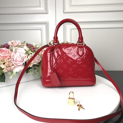 Louis Vuitton Alma BB Monogram Vernis Handbag Red