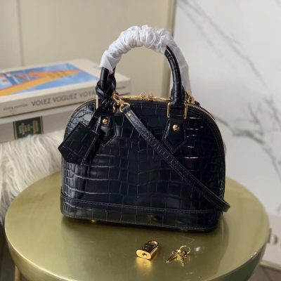 Louis Vuitton Alma BB Crocodilien Handbag Black