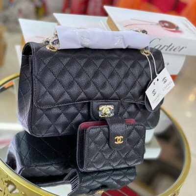 Chanel Classic Flap Caviar Bag With Wallet