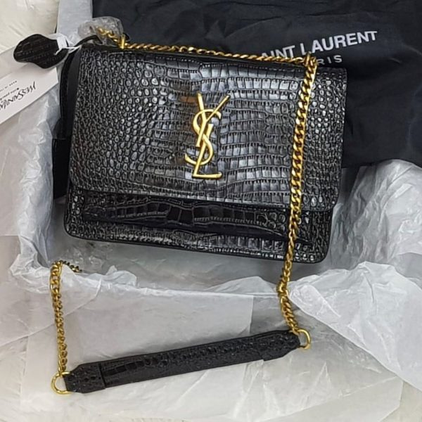 Saint Laurent Kate Crocodile Looks Leather Bag