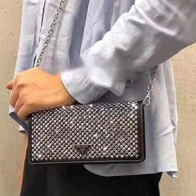 Prada Chain On Leather Shoulder Bags