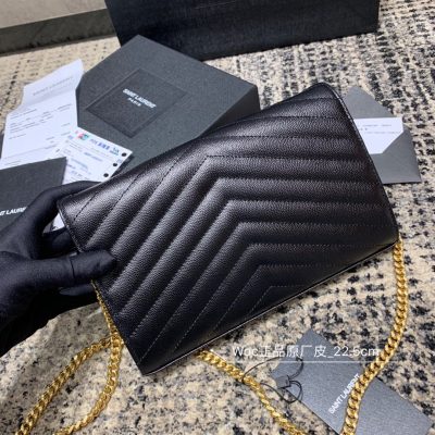 YSL Chain Wallet Bag Black With Golden Hardware