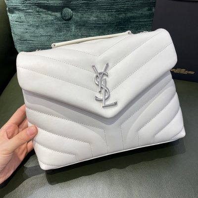 YSL Loulou Small in Matelassé “Y” Leather Bag White