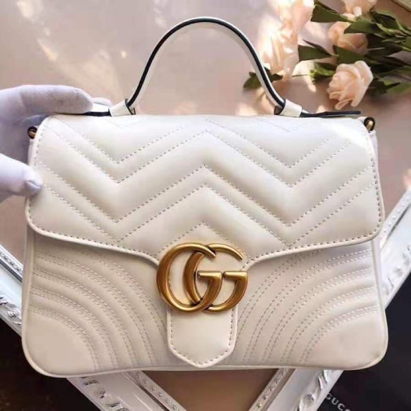 Gucci GG Marmont Top Handle Bag White