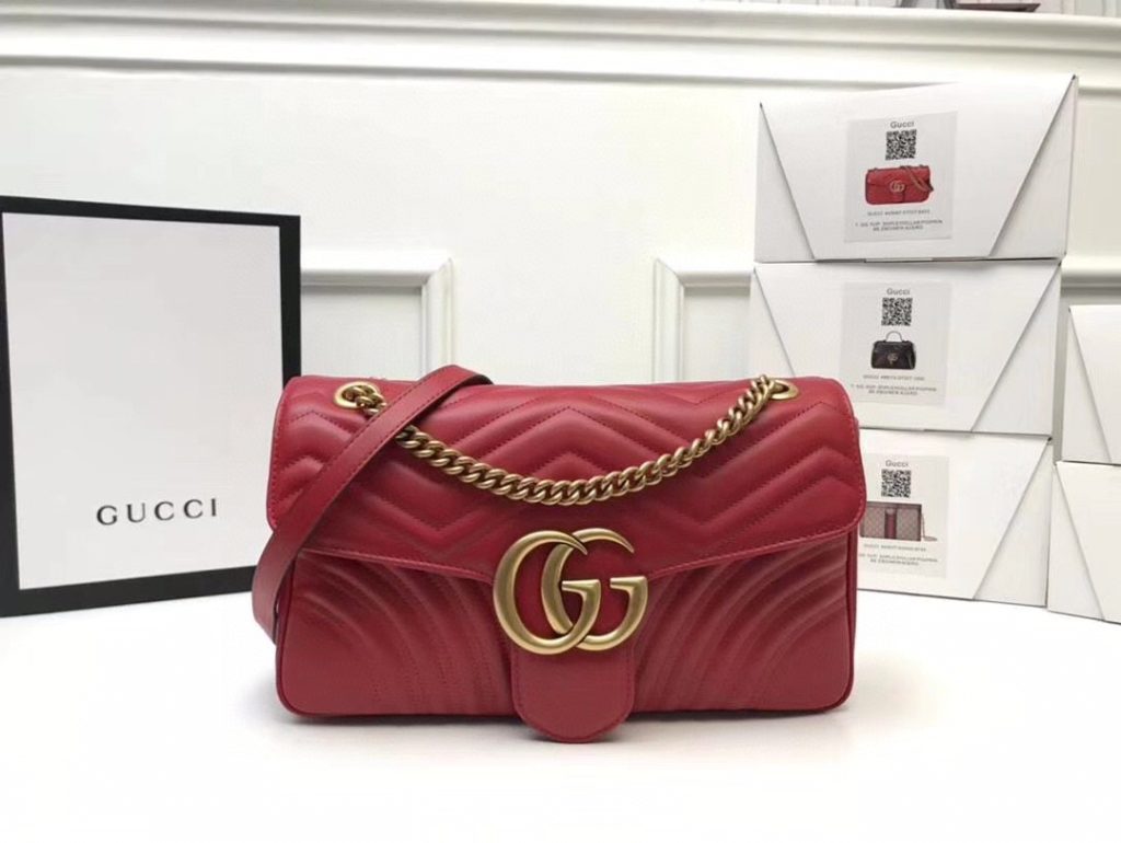 Gucci GG Marmont Matelassé Shoulder Bag Red - Snow Bross Bags