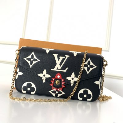 Louis Vuitton Félicie Pochette Bicolor Monogram Canvas Chain Wallets