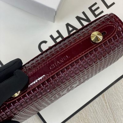 Chanel Classic Trifold Wallet / Purse Maroon