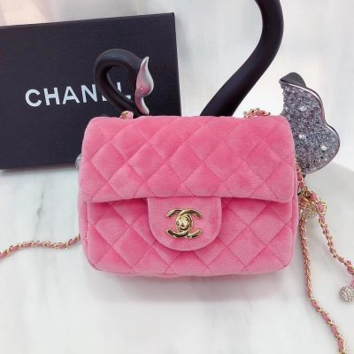 Chanel Velvet Flap Bags with Gold Metal