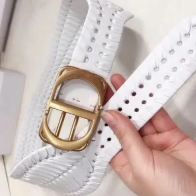 Dior White Extra Chunky Triple Prong Waist Belt