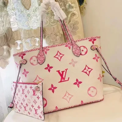 LV High Quality Tote Bags Soft Leather Shopping Bags 2pcs/set