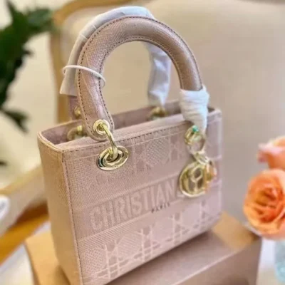 Christian Dior Stella Embroidered Medium Lady-D Pink Bag
