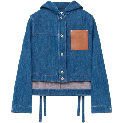Loewe Womens Denim Blue Jacket Cotton Hoodie Coat