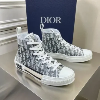 Dior White/Grey Oblique Mesh Sneakers