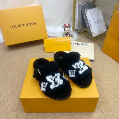 Louis Vuitton Monogram Fur Slippers To Pamper Feet