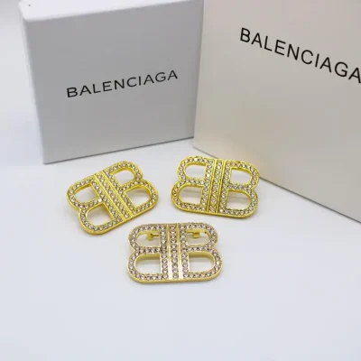 Balenciaga Luxury Gold Silver logo BB Brooch Pin