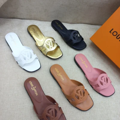 Louis Vuitton Flat Leather Slippers For Women