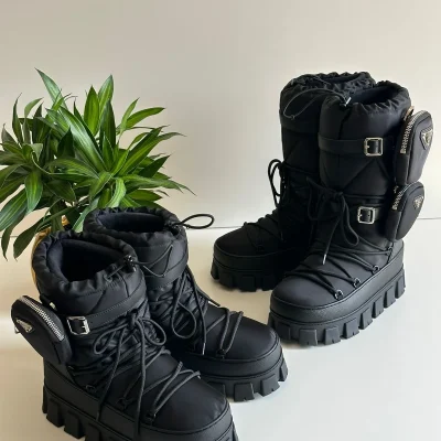 Prada Black Thick Sole Snow Boots