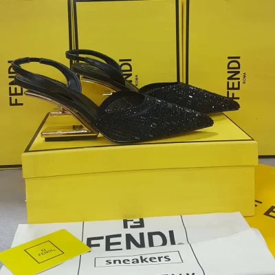 Fendi Elegant Casual Style Logo Slingback Pumps & Mules