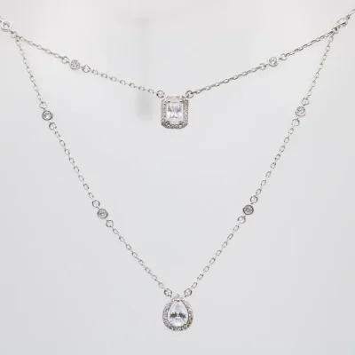 Messika Silver Double Layer Zirconia Necklace