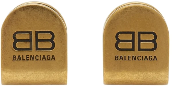Balenciaga Gold Clip Double B Earring