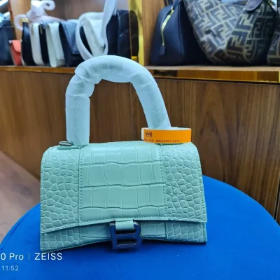 Balenciaga Crocodile Print Leather Handbag